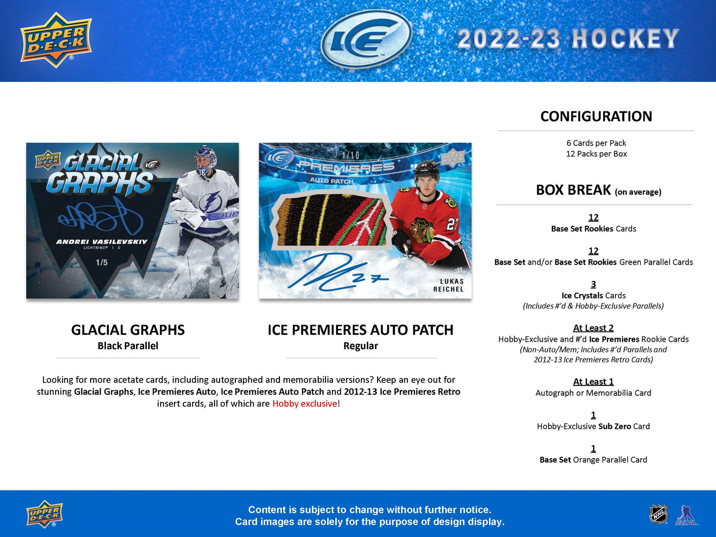 2022-23 : Upper Deck Ice Hockey Hobby Box