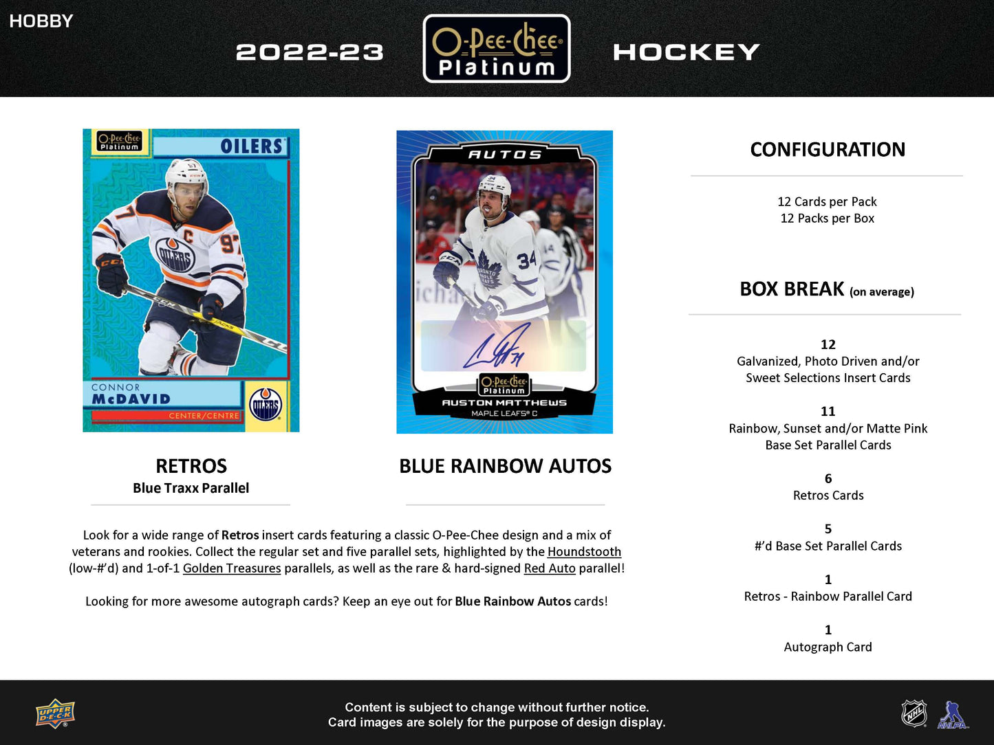 2022-23 : O-Pee-Chee Platinum Hockey Hobby Box