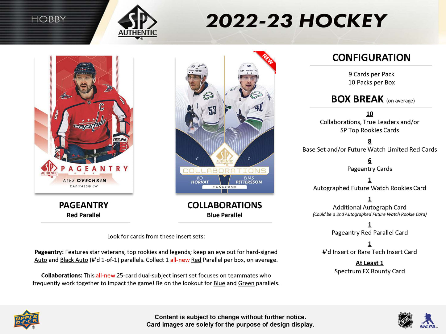 2022-23 : Upper Deck SP Authentic Hockey Hobby Box