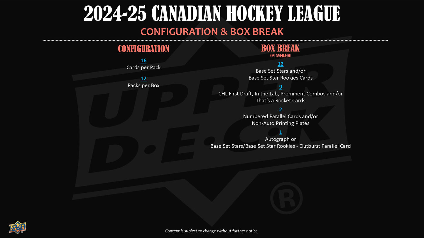 2024-25 : Upper Deck CHL Hockey Hobby Box