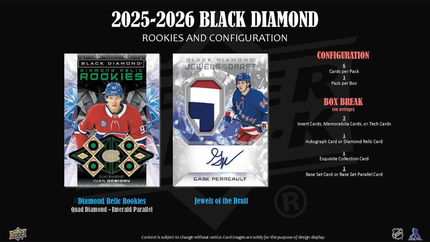 2025-26 : Upper Deck Black Diamond Hockey Hobby Box