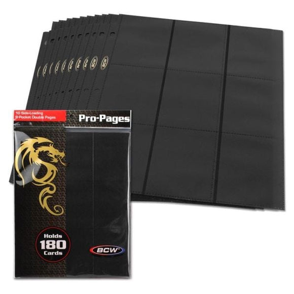 BCW Side Loading 18-Pocket Pro Pages - Black