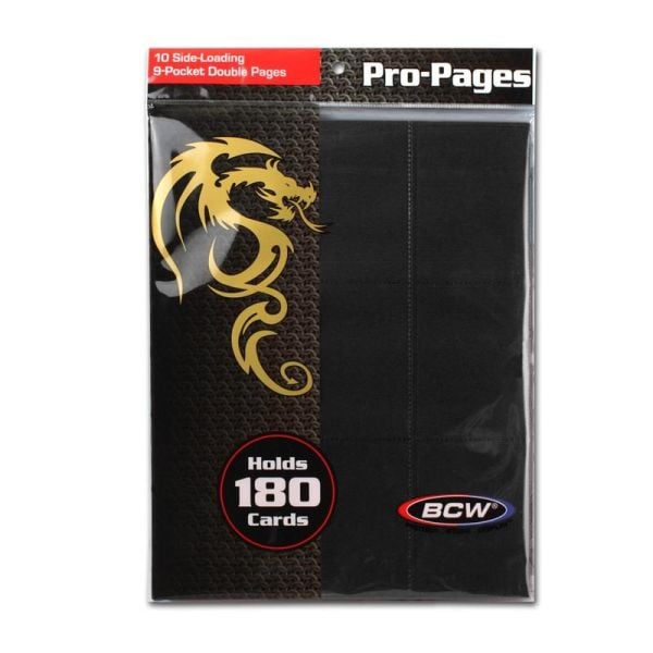 BCW Side Loading 18-Pocket Pro Pages - Black