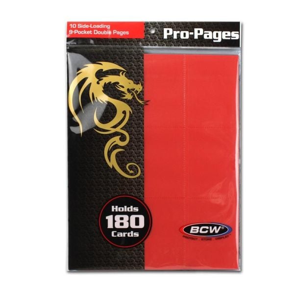 BCW Side Loading 18-Pocket Pro Pages - Red