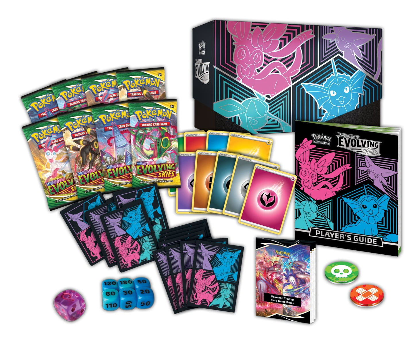 Pokémon Elite Trainer Box - SWSH07 : Evolving Skies - Espeon, Sylveon, Glaceon, Vaporeon