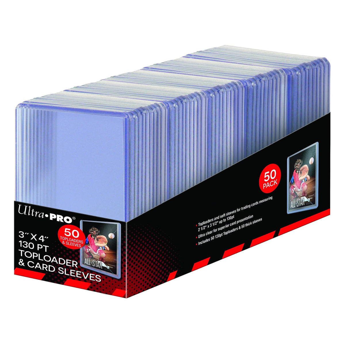 Ultra Pro 3" x 4" Super Thick 130pt Toploaders & Thick Card Sleeves Combo 50ct