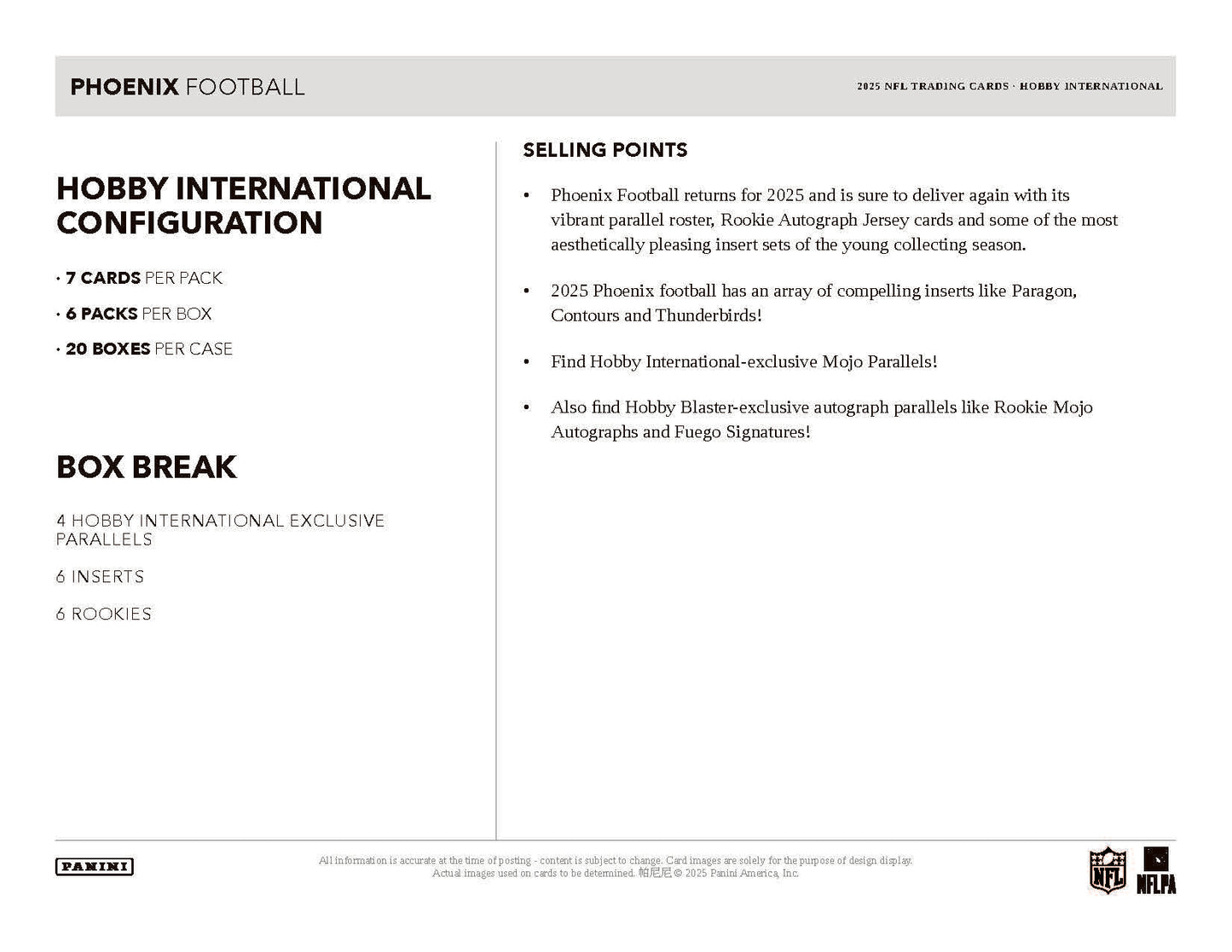 2025 : Panini Phoenix Football International Mega Box