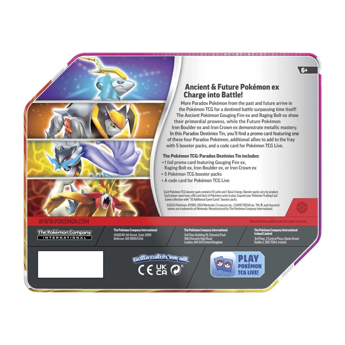 Pokemon : Paradox Destinies Tin (Raging Bolt ex)