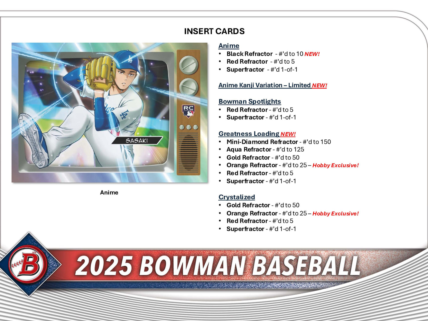 2025 : Bowman Baseball Hobby Box