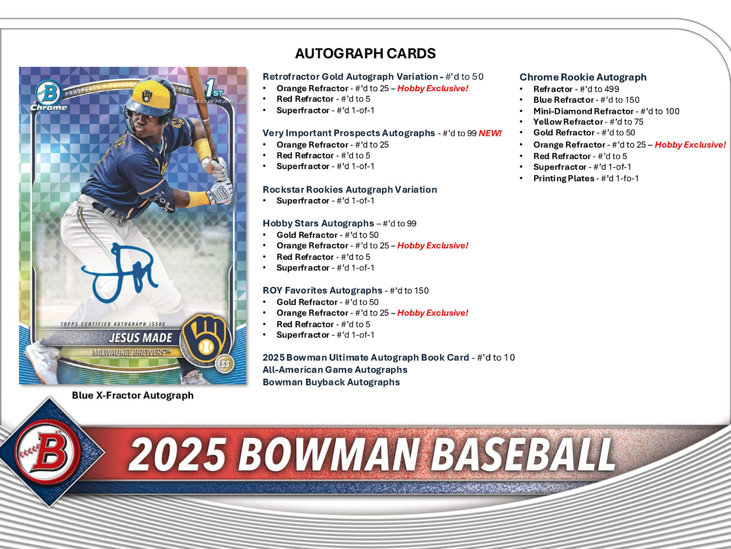 2025 : Bowman Baseball Hobby Box