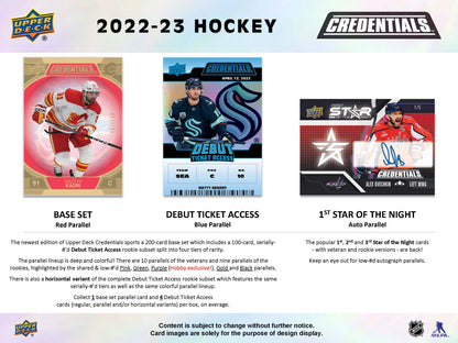 2022-23 : Upper Deck Credentials Hockey Hobby Box