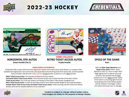 2022-23 : Upper Deck Credentials Hockey Hobby Box