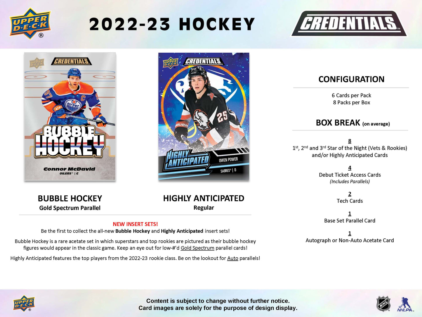 2022-23 : Upper Deck Credentials Hockey Hobby Box