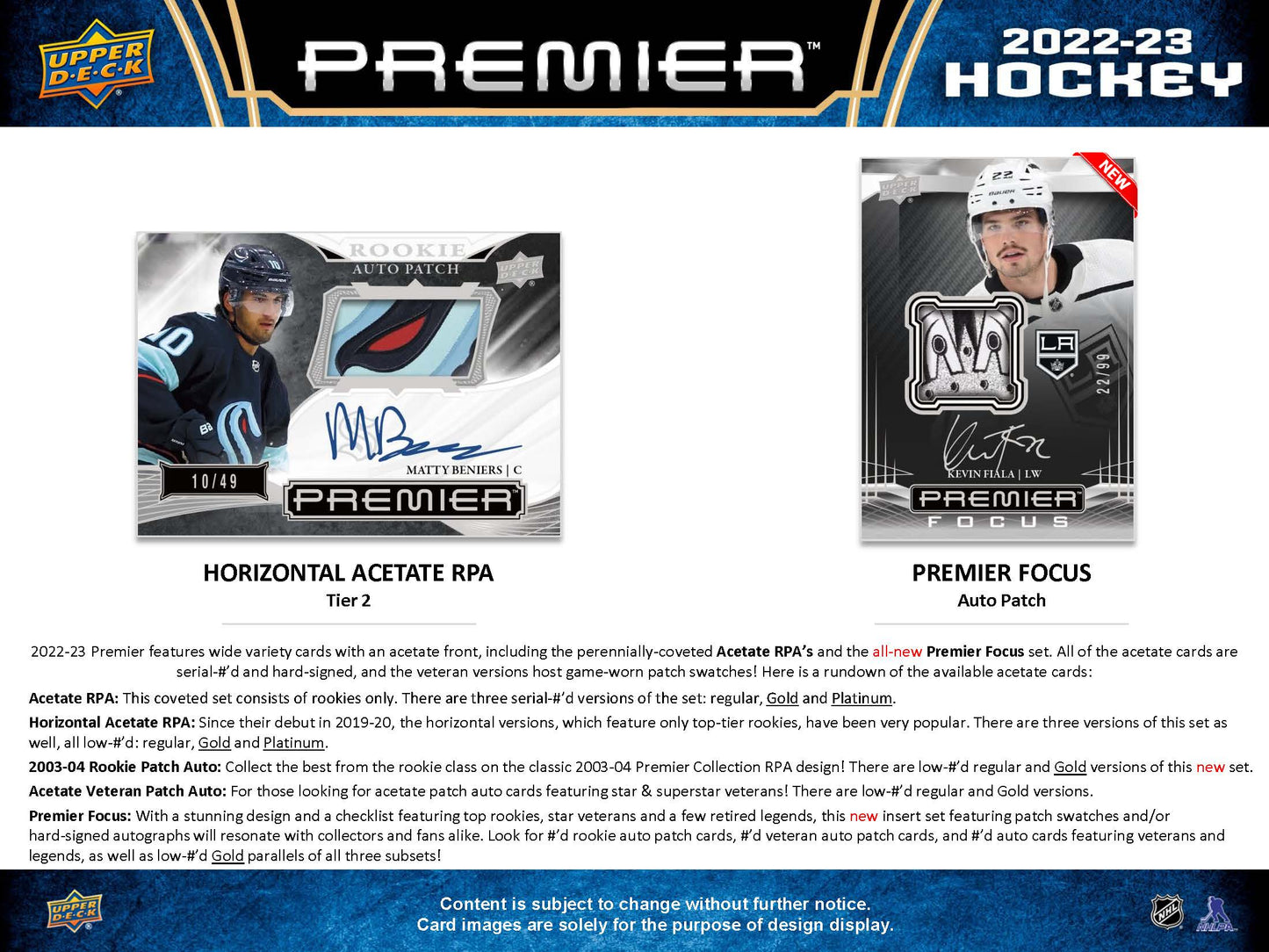 2022-23 : Upper Deck Premier Hockey Hobby Box