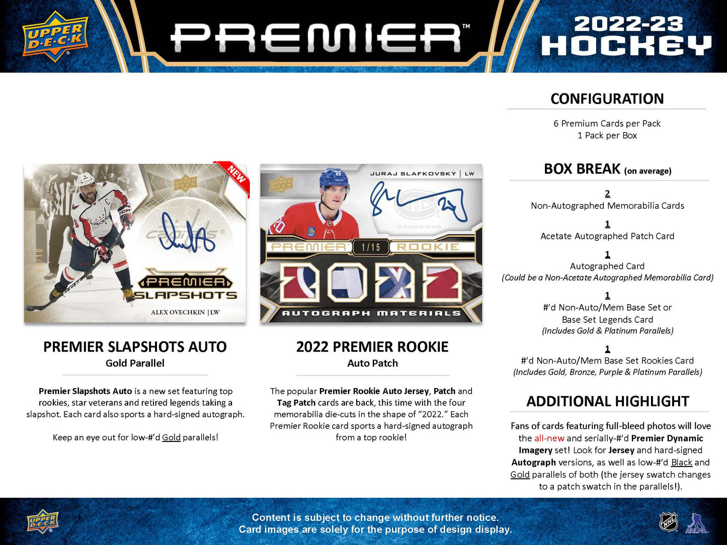 2022-23 : Upper Deck Premier Hockey Hobby Box