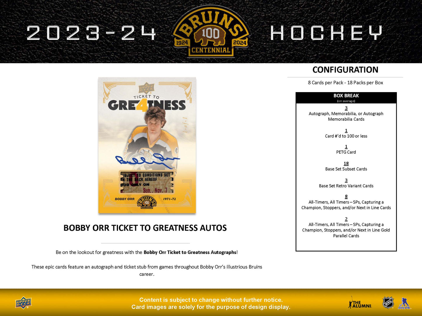 2023-24 : Upper Deck Boston Bruins Centennial Hockey Hobby Box