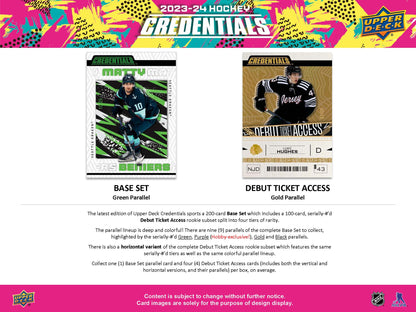 2023-24 : Upper Deck Credentials Hockey Hobby Box