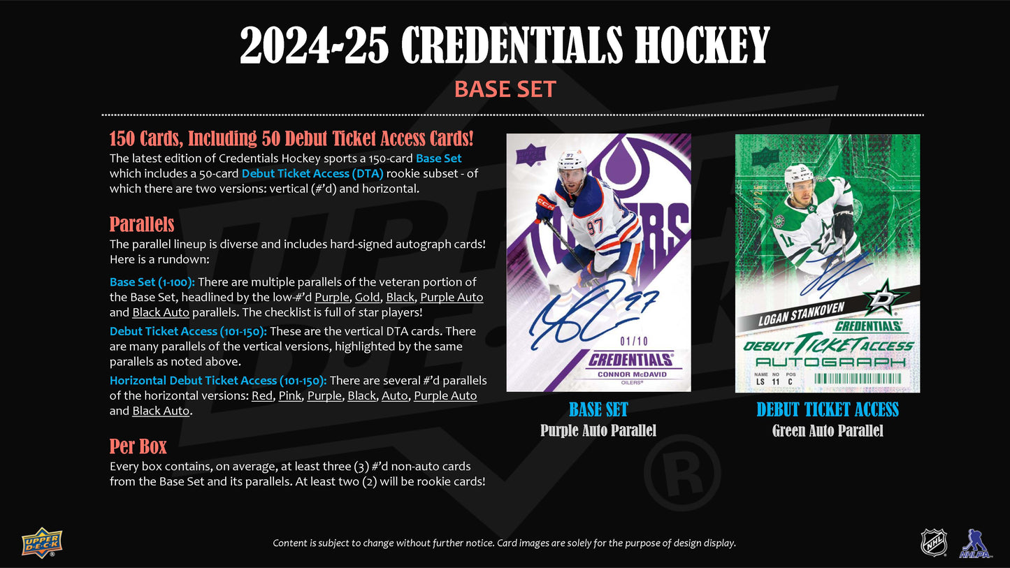 2024-25 : Upper Deck Credentials Hockey Hobby Box