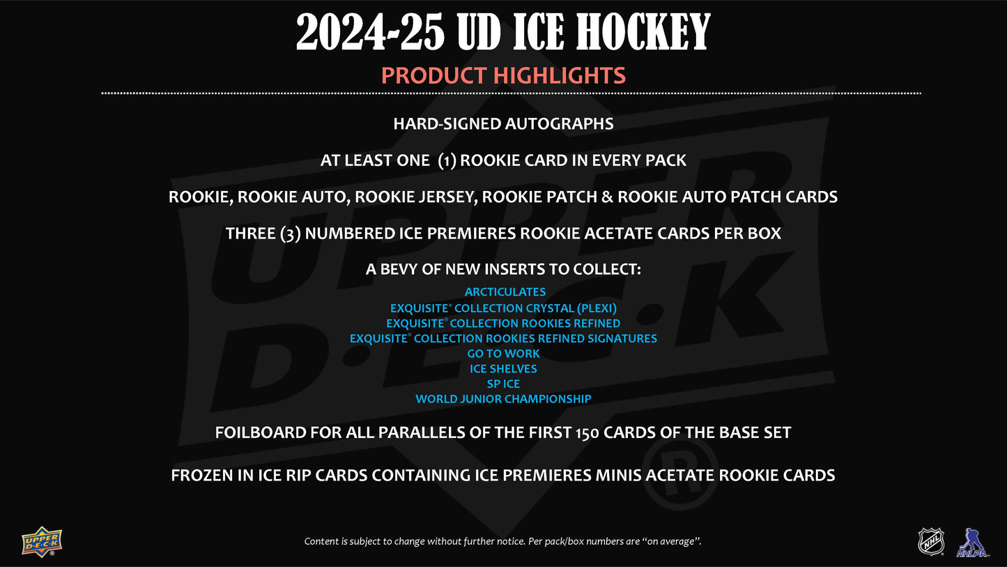 2024-25 : Upper Deck Ice Hockey Hobby Box