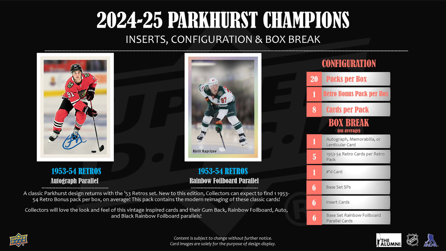 2024-25 : Upper Deck Parkhurst Champions Hockey Hobby Box