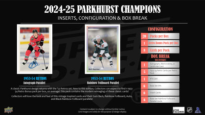 2024-25 : Upper Deck Parkhurst Champions Hockey Hobby Box