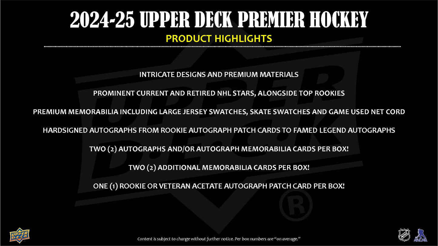 2024-25 : Upper Deck Premier Hockey Hobby Box