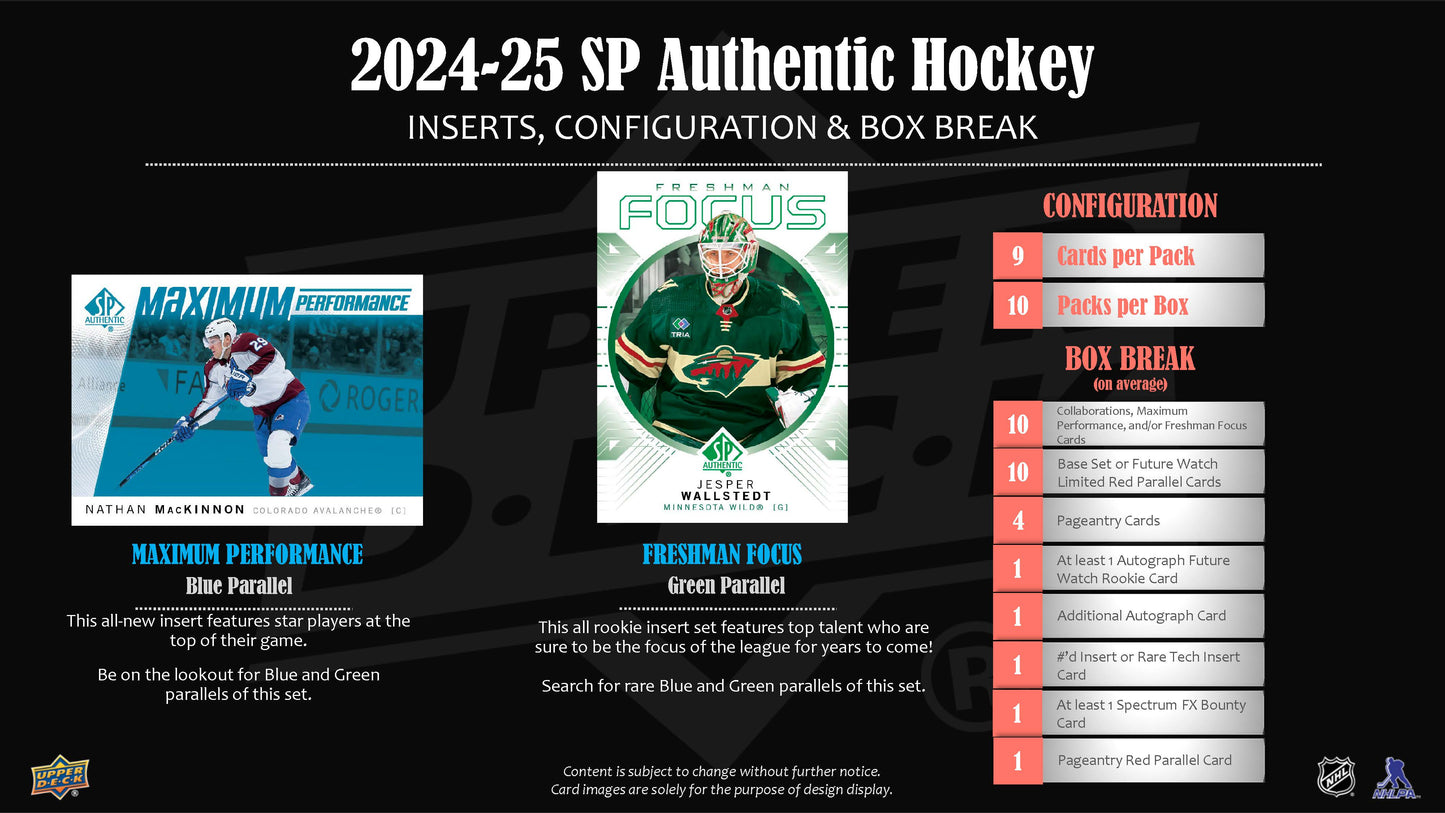 2024-25 : Upper Deck SP Authentic Hockey Hobby Box