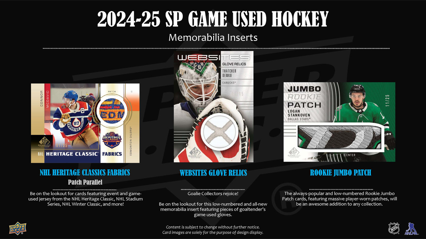 2024-25 : Upper Deck SP Game Used Hockey Hobby Box