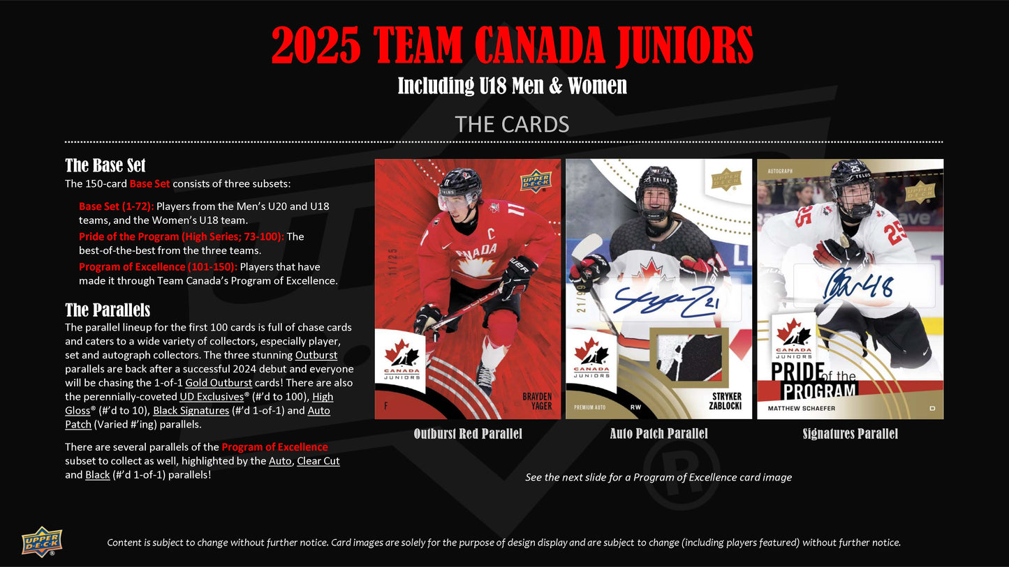 2025 : Upper Deck Team Canada Juniors Hockey Hobby Box