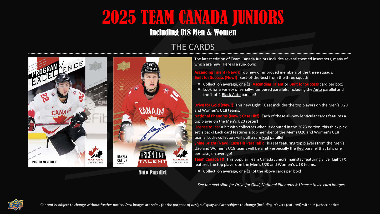 2025 : Upper Deck Team Canada Juniors Hockey Hobby Box