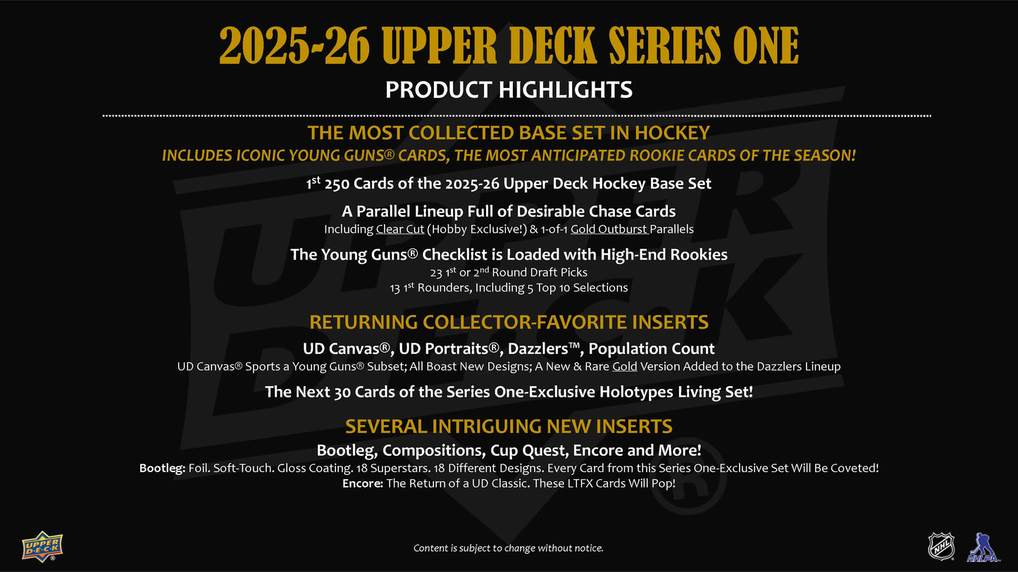 2025-26 : Upper Deck Series 1 Hockey Hobby Box