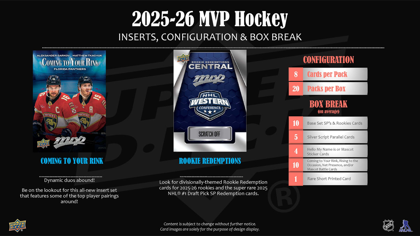2025-26 : Upper Deck MVP Hockey Hobby Box