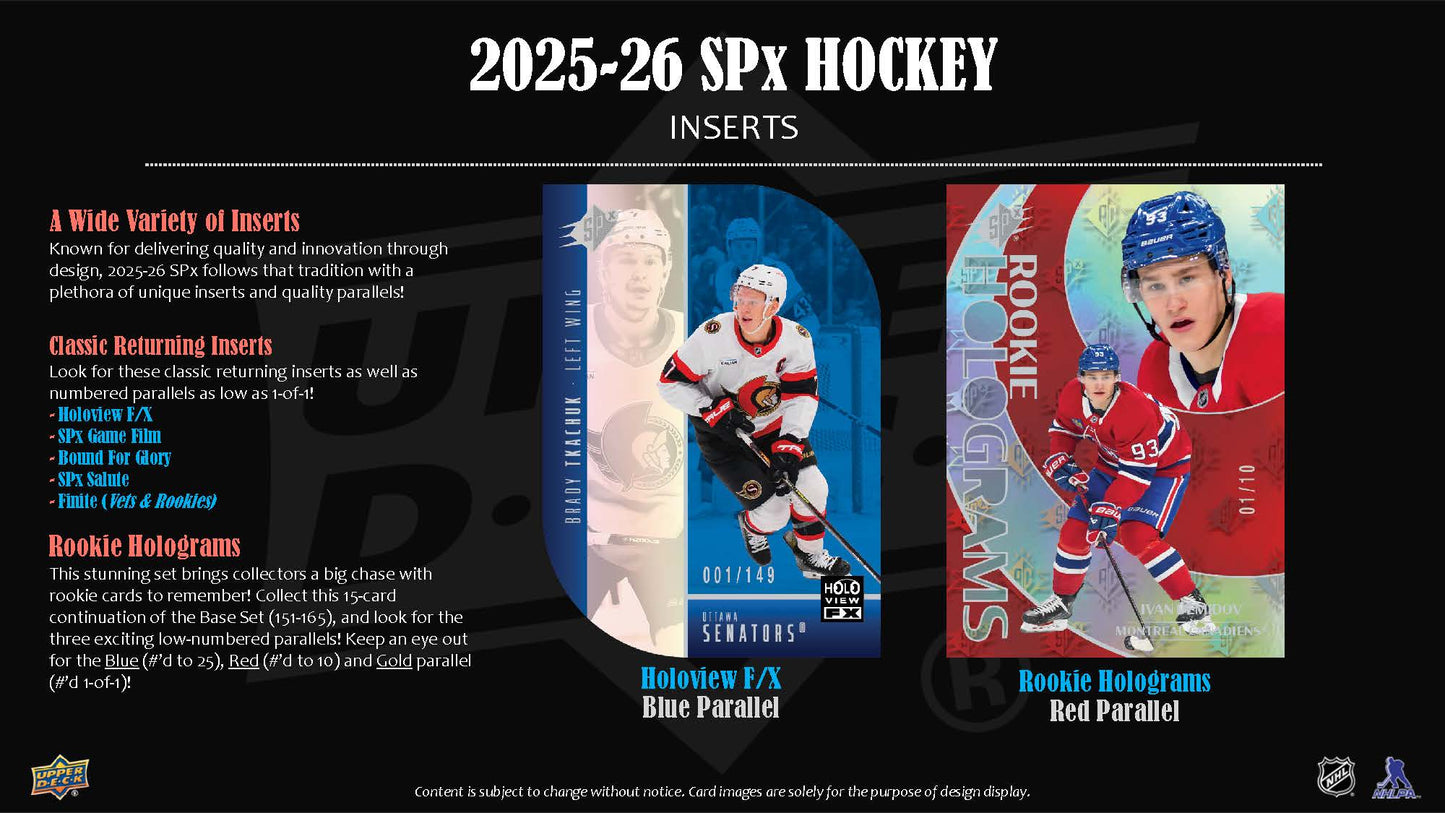 2025-26 Upper Deck SPX Hockey Hobby Box