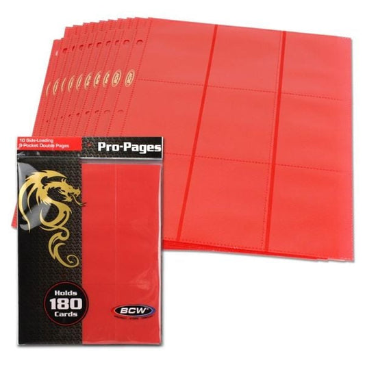 BCW Side Loading 18-Pocket Pro Pages - Red