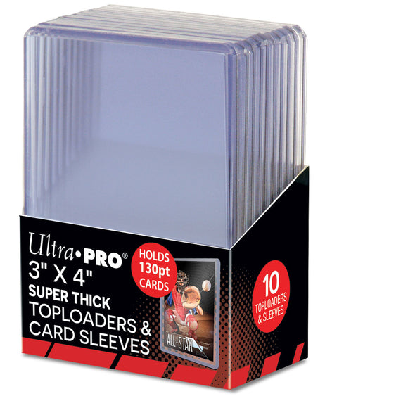 Ultra Pro 3" X 4" Super Thick 130PT Toploader & Thick Card Sleeves Combo 10ct