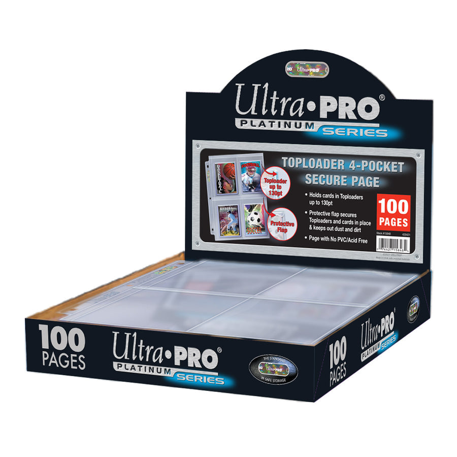 Ultra Pro Premium Series 4-Pocket Secure Pages 100ct for Toploaders