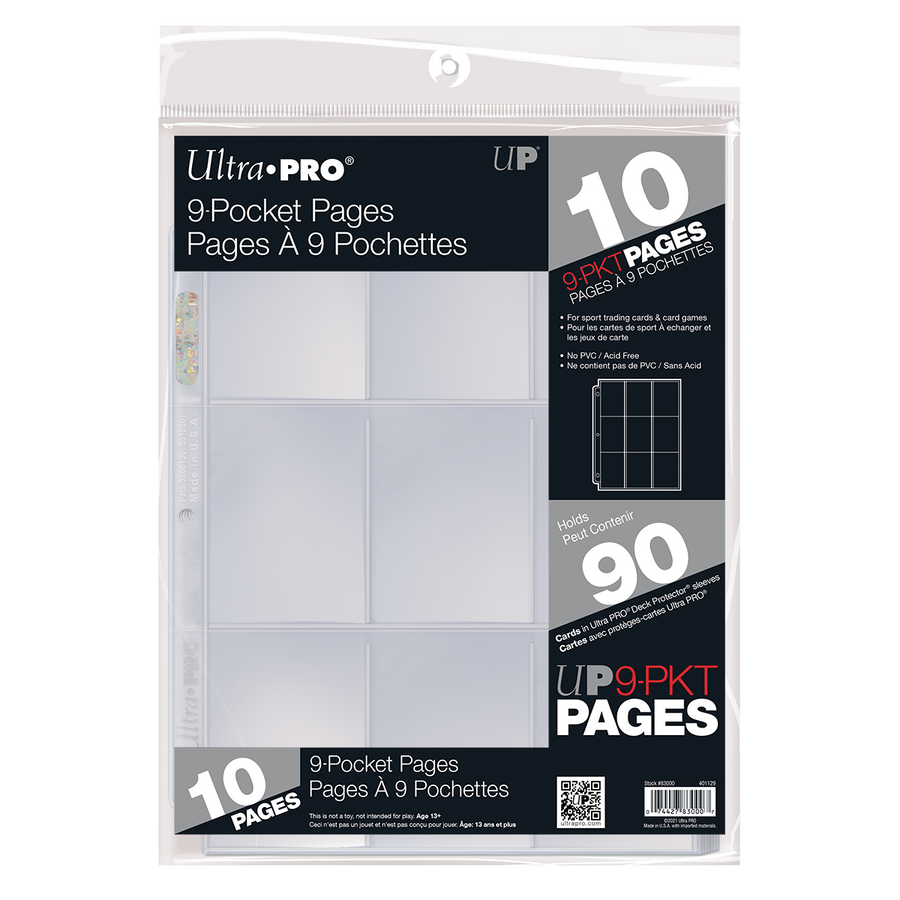 Ultra Pro 9-Pocket Retail Page for Standard Size Cards 10 Count