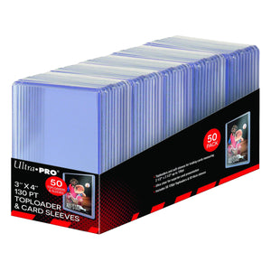 Ultra Pro 3" X 4" Super Thick 130PT Toploader & Thick Card Sleeves Combo 50ct